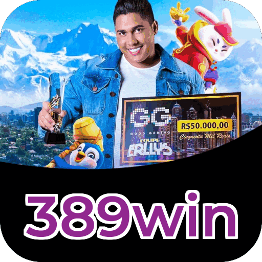Interface do aplicativo 389win mostrando jogos disponíveis no iOS e Android